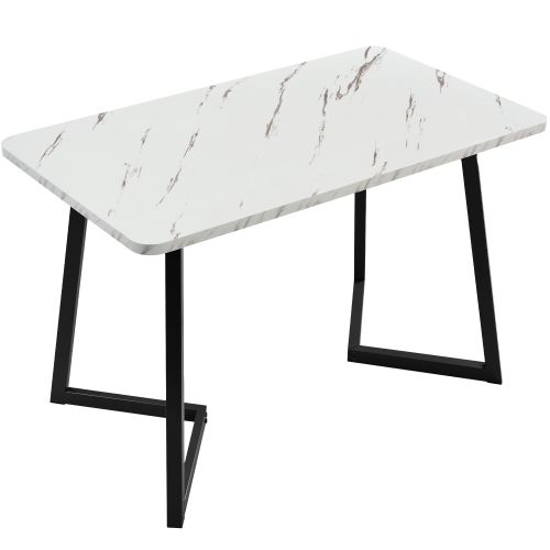 Table à Manger Rectangulaire (1 Pièce), 117x68cm, Couleurs Noir Et Blanc