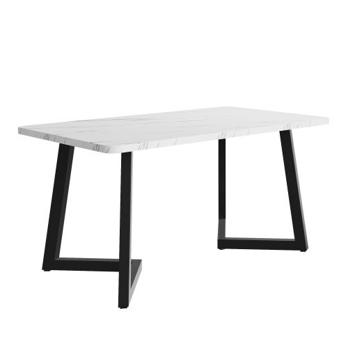 Table à Manger Rectangulaire (1 Pièce), 117x68cm, Couleurs Noir Et Blanc