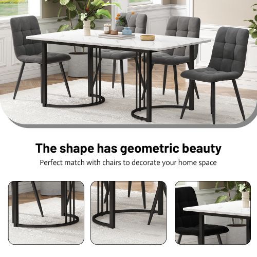 Table à Manger Rectangulaire En Mdf (blanc/noir - 140 X 80 Cm - 17.6 Kg)