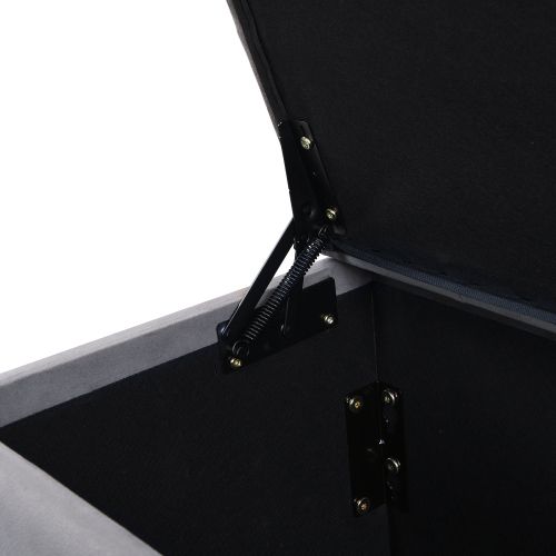 Bout De Lit Rembourré En Velours, Gris, 138 X 41 X 42 Cm