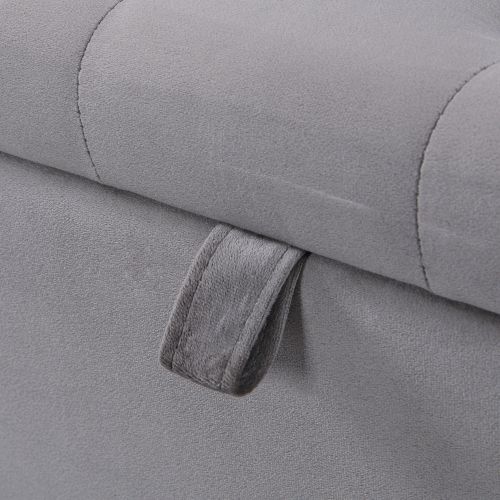 Bout De Lit Rembourré En Velours, Gris, 138 X 41 X 42 Cm