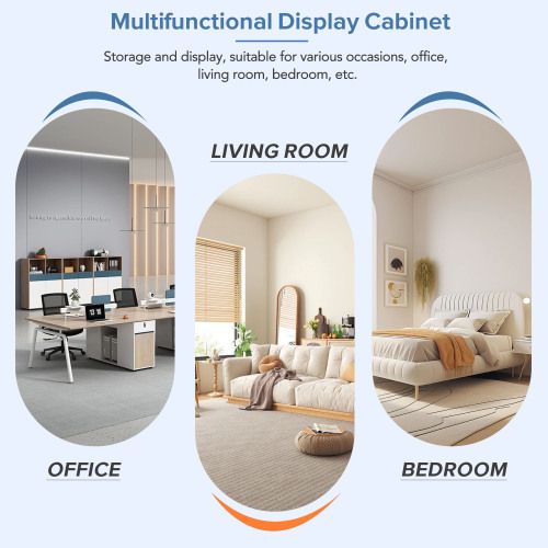 Vitrine En Noir Brillant Avec Éclairage LED, 3 Étagères En Verre, 55 X 38 X 166 Cm