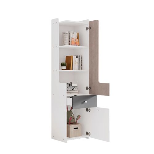 Bibliothèque Haute Pour Adolescents Avec Porte En L, Tiroir, Mdf, Blanc