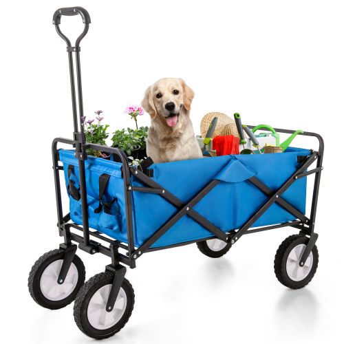 Chariot Tout-terrain Pliable Avec Porte-boissons En Maille, 96 L, Bleu