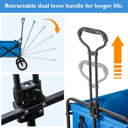 Chariot Tout-terrain Pliable Avec Porte-boissons En Maille, 96 L, Bleu