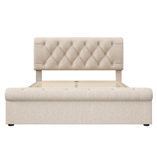 Lit Double 140x200 Cm Avec 4 Tiroirs Et Tête Réglable Style Chesterfield