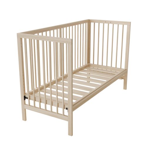 Lit Bébé Multifonction En Bois De Sapin 140x60x90 Cm, Transformable Et Réglable