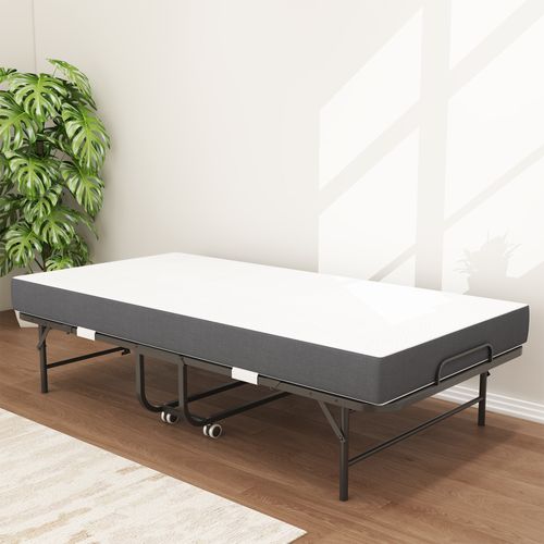 Lit Pliant Invité Avec Matelas Mémoire 9,5 Cm, Cadre Métallique 190×96 Cm