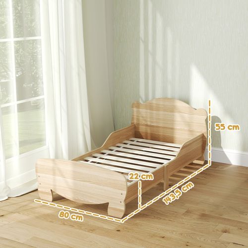 Lit Maison Enfant 70x140 Cm En Bois Massif Avec Barrière Et Design Ours