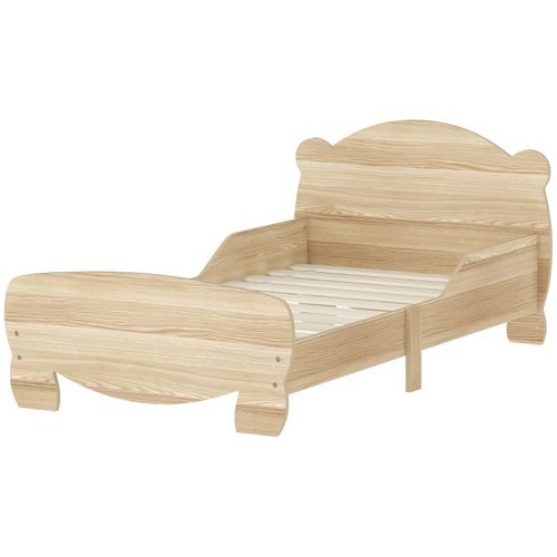 Lit Maison Enfant 70x140 Cm En Bois Massif Avec Barrière Et Design Ours