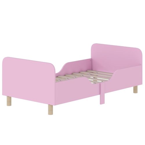 Lit Enfant Mdf 143,5x74 Cm Avec Barrières De Sécurité, Rose