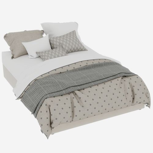 Cadre De Lit Moderne 140x200 Cm Beige En Velours Hollandais Avec Piston Pneumatique