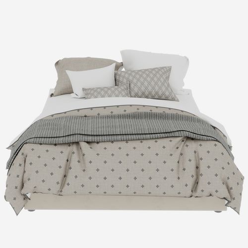 Cadre De Lit Moderne 140x200 cm Beige En Velours Hollandais Avec Vérins