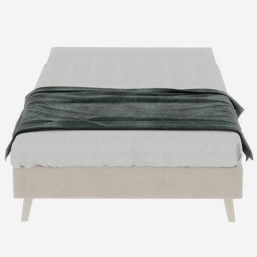 Lit Enfant 90x200 cm Beige En Velours Néerlandais Avec Rangement