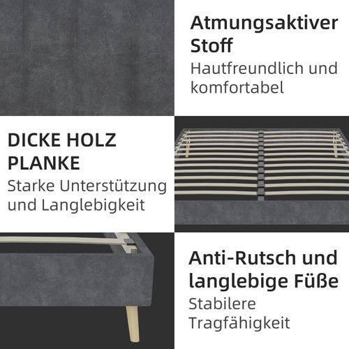 Lit Enfant 140x200 cm Gris En Velours Néerlandais Avec Rangement