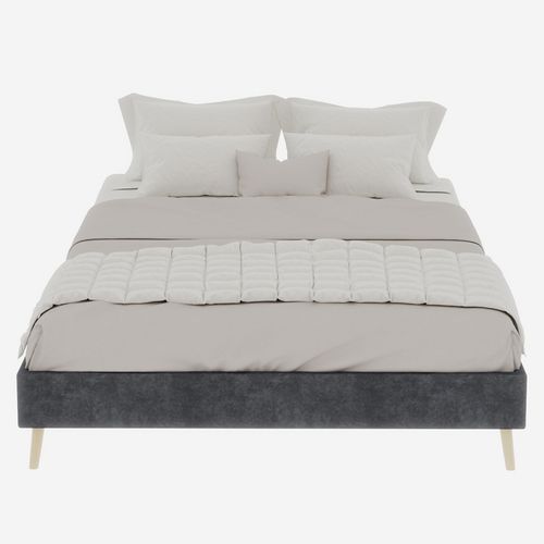 Lit Enfant 140x200 cm Gris En Velours Néerlandais Avec Rangement