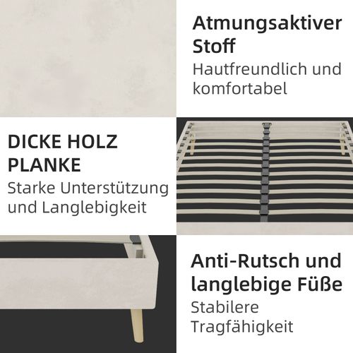 Lit Enfant 140x200 cm Beige En Velours Néerlandais Avec Rangement