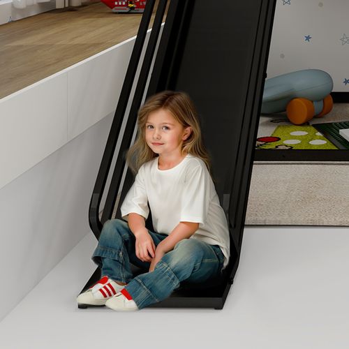 Lit Superposé 190 X 90 Cm Pour Enfants Avec Toboggan Et Maison 2 Places, Noir