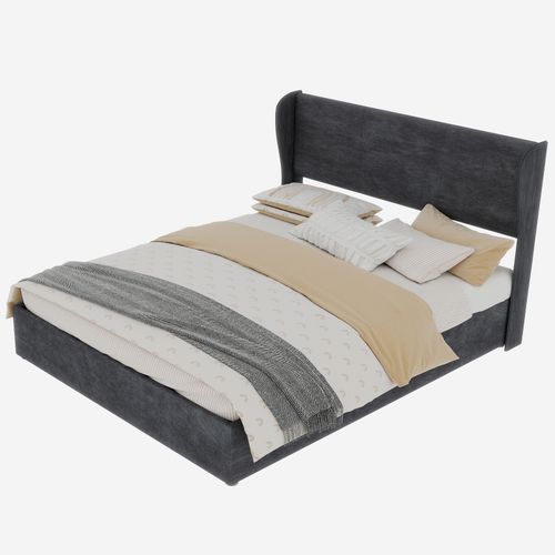 Lit 160x200 Cm Gris Avec Tête Rembourrée Et Rangement à Vérin