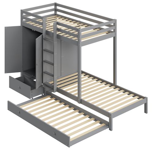 Lit Superposé 90x200 Avec Tiroirs, Armoire Et Lit Gigogne Gris