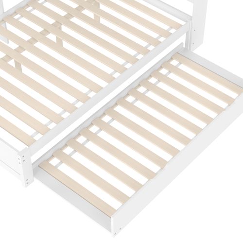 Canapé-lit 140x200 Blanc Avec Lit Gigogne Et Prises USB Intégrées