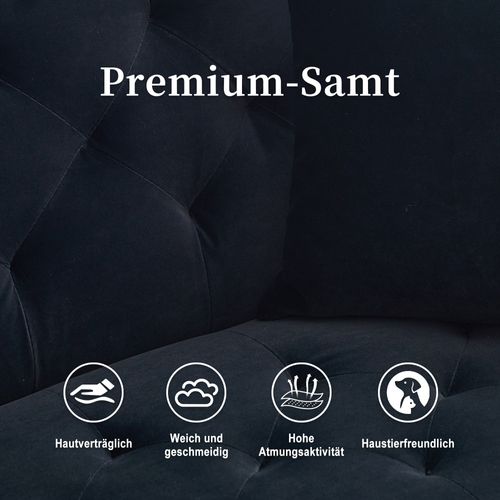 Canapé 3 Places En Velours Noir, Convertible Avec Dossier Réglable Et Coussins