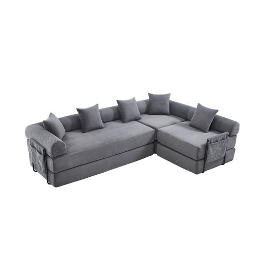 Canapé Familial Modulable Gris Foncé Avec Rangement Et Montage Facile