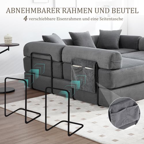 Canapé Familial Modulable Gris Foncé Avec Rangement Et Montage Facile