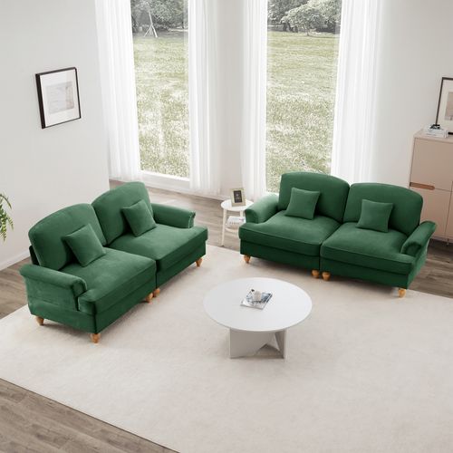 Canapé 2 Places Vert Style Médiéval-moderne Avec Volant Amovible – Lot De 2