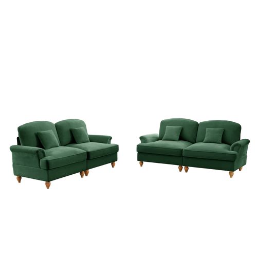 Canapé 2 Places Vert Style Médiéval-moderne Avec Volant Amovible – Lot De 2