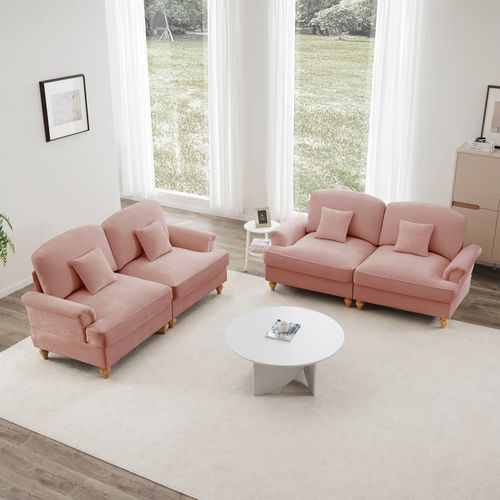 Canapé 2 Places Rose Style Médiéval-moderne Avec Volant Amovible – Lot De 2
