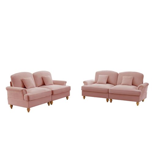 Canapé 2 Places Rose Style Médiéval-moderne Avec Volant Amovible – Lot De 2