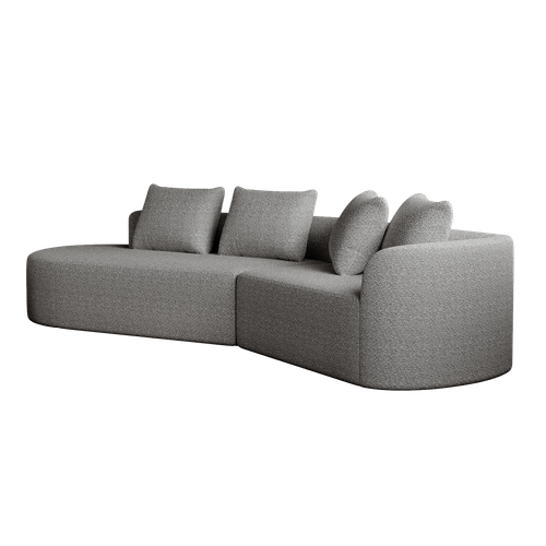 Canapé D’angle 4 Places Moderne En Chenille Gris Clair Avec Coussins