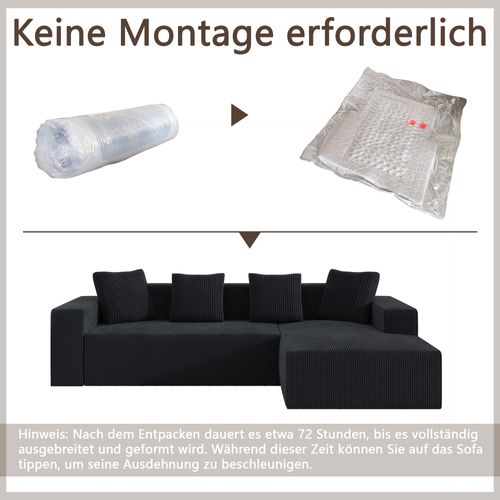 Canapé Modulable Cloud L 3 Places Noir Avec Fauteuil Et 4 Coussins