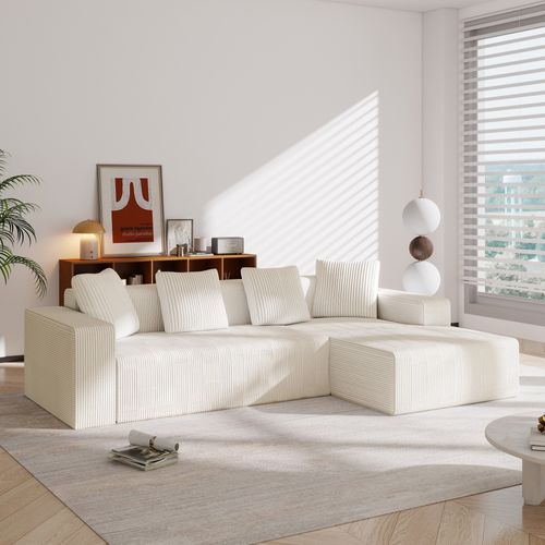 Canapé Modulable Cloud L 3 Places Blanc Avec Fauteuil Et 4 Coussins