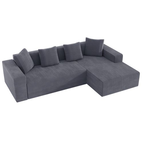 Canapé Modulable Cloud L 3 Places Gris Avec Fauteuil Et 4 Coussins