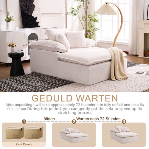 Fauteuil Compressé En Velours Côtelé - Blanc