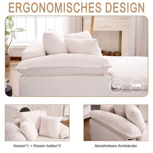 Fauteuil Compressé En Velours Côtelé - Blanc