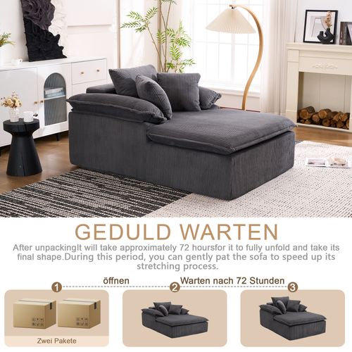 Fauteuil Compressé En Velours Côtelé - Gris