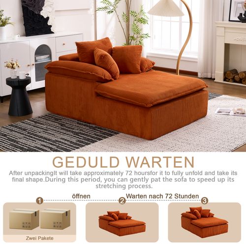 Fauteuil Compressé En Velours Côtelé - Orange