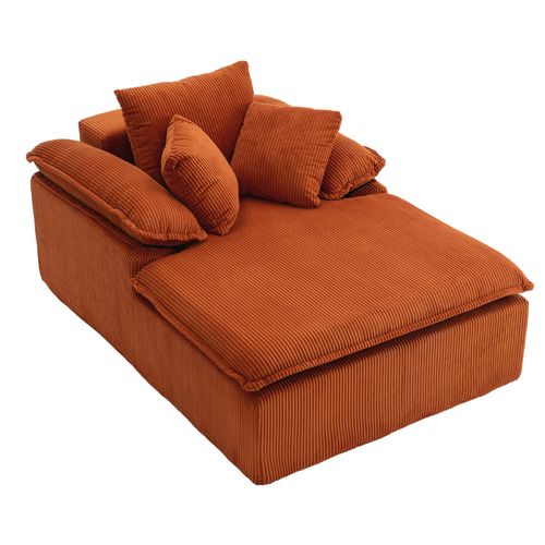 Fauteuil Compressé En Velours Côtelé - Orange