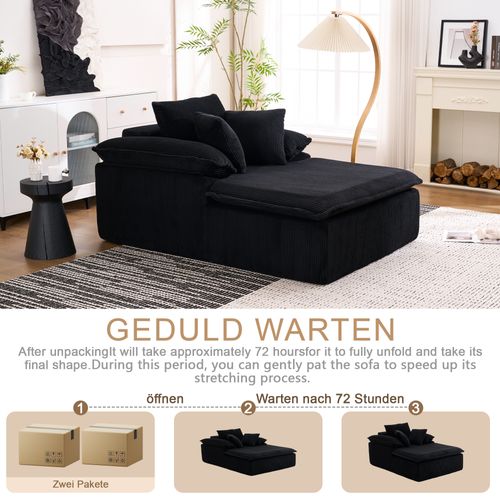 Canapé Relax Sans Cadre 46 Cm Noir En Velours Côtelé Pour Lecture