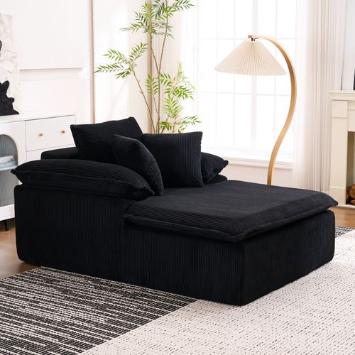 Canapé Relax Sans Cadre 46 Cm Noir En Velours Côtelé Pour Lecture