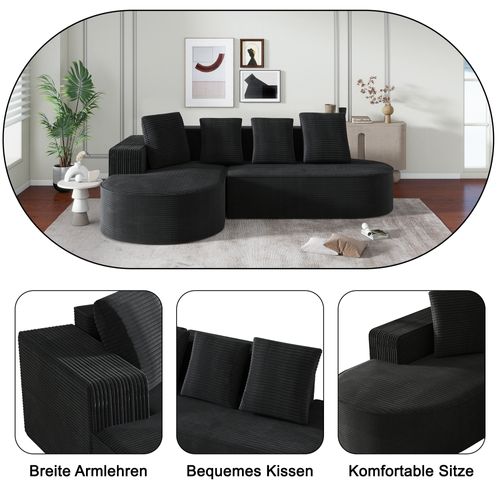 Canapé Compressé Modulable Cloud L-Sofa - Noir