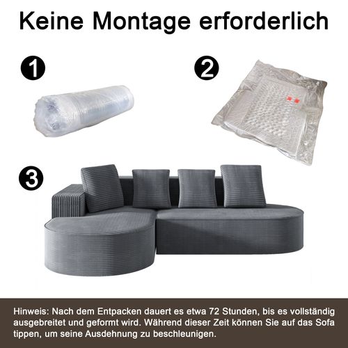 Canapé Compressé Modulable Cloud L-Sofa - Gris