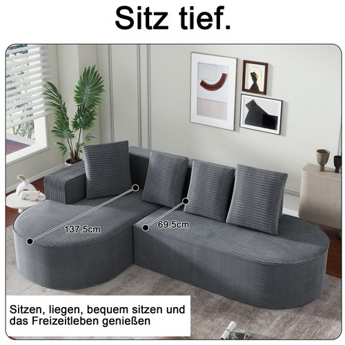 Canapé Compressé Modulable Cloud L-Sofa - Gris