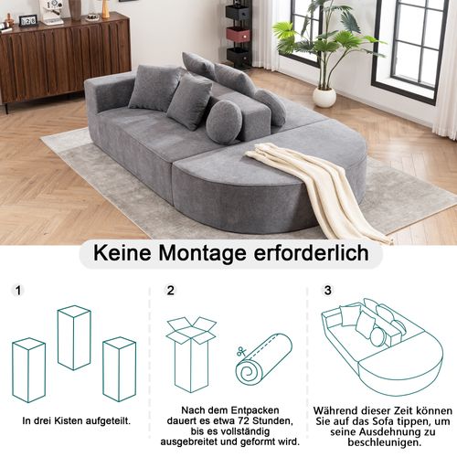 Canapé Modulable Cloud Gris En Chenille, Assises Profondes Et Confortables