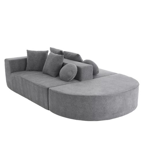 Canapé Modulable Cloud Gris En Chenille, Assises Profondes Et Confortables
