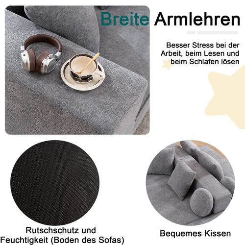 Canapé Modulable Cloud Gris En Chenille, Assises Profondes Et Confortables