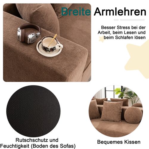 Canapé Compressé Modulable En Chenille, Marron